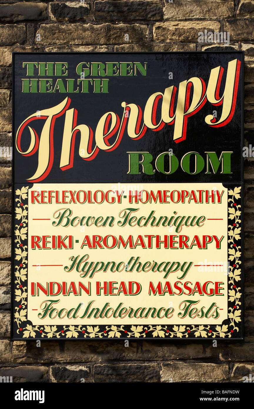 Alternativa medicina omeopatica shop segno Foto Stock