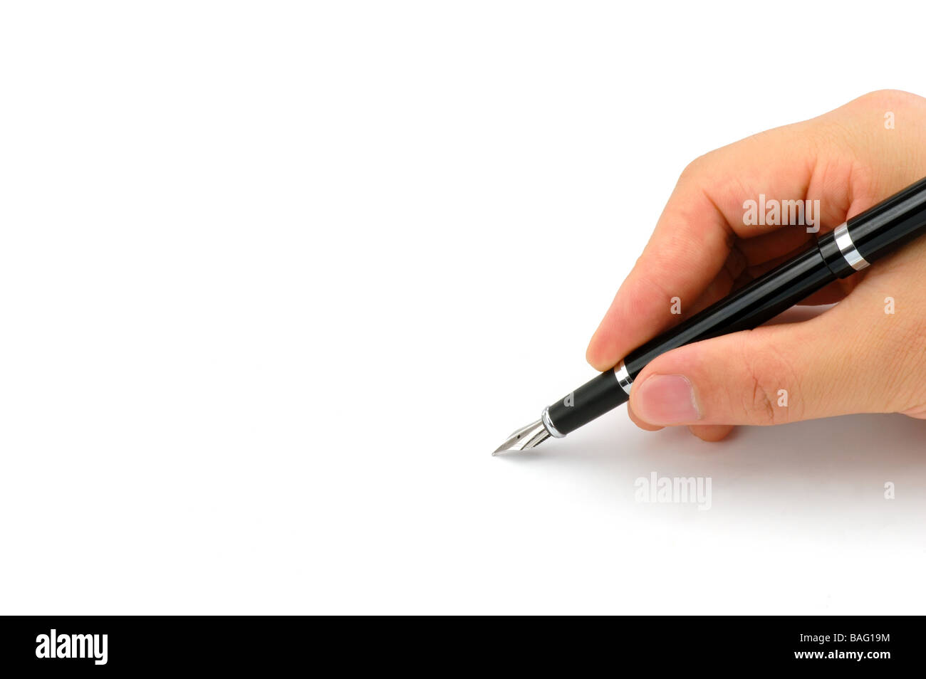 La scrittura a mano con la penna nera Foto stock - Alamy