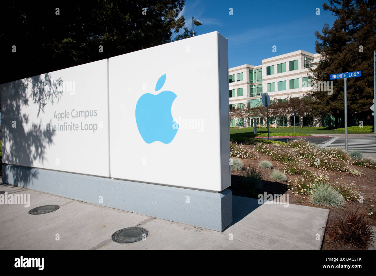 Sign in il font del quartier generale della Apple Computer Inc. Foto Stock