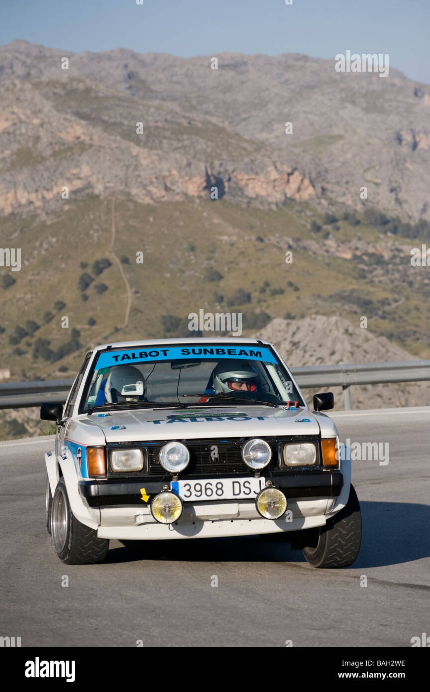 White 1979 Talbot Sunbeam classic sports car racing in Mallorca classic car rally Foto Stock