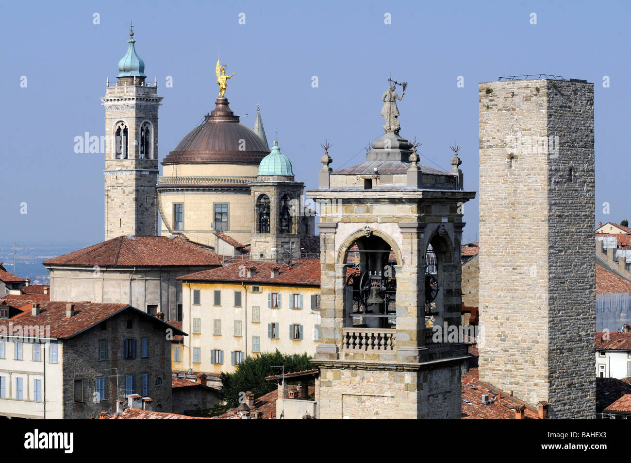 Vista del centro storico di Bergamo, nel nord Italia. Foto Stock
