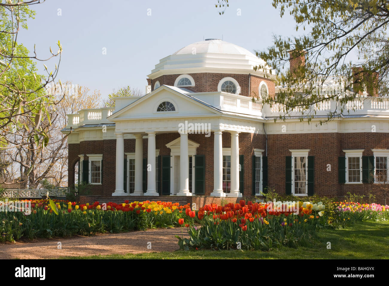 Gli Stati Uniti terzo presidente Thomas Jefferson ha edificato la sua casa Monticello ai piedi delle colline di Albemarle County, Virginia. Foto Stock