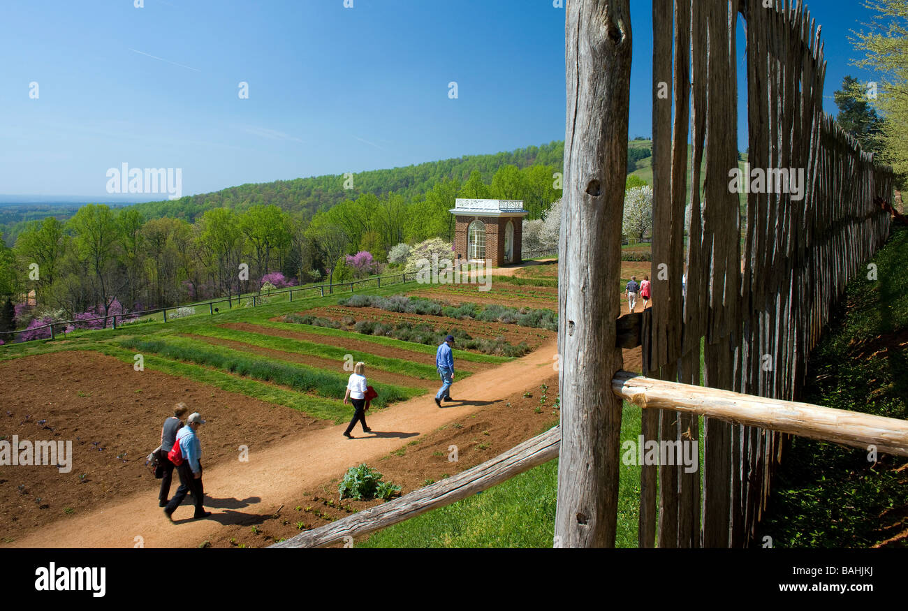 Gli Stati Uniti terzo presidente Thomas Jefferson ha edificato la sua casa Monticello ai piedi delle colline di Albemarle County, Virginia. Foto Stock