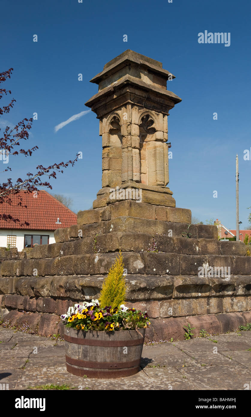 Regno Unito Gloucestershire Aylburton xiv secolo la predicazione croce nel centro del villaggio Foto Stock