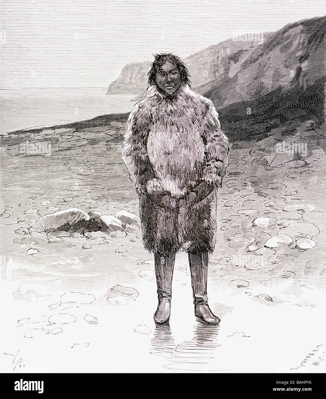 Abito Eskimo tradizionale. Dal libro The English Illustrated Magazine, 1891 - 1892 Foto Stock