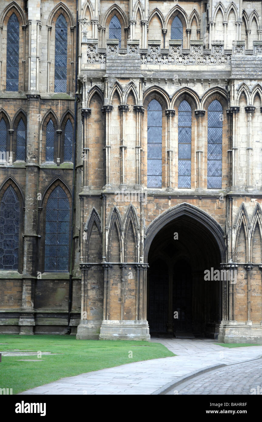 Cattedrale di Lincoln ingresso laterale, UK. Foto Stock