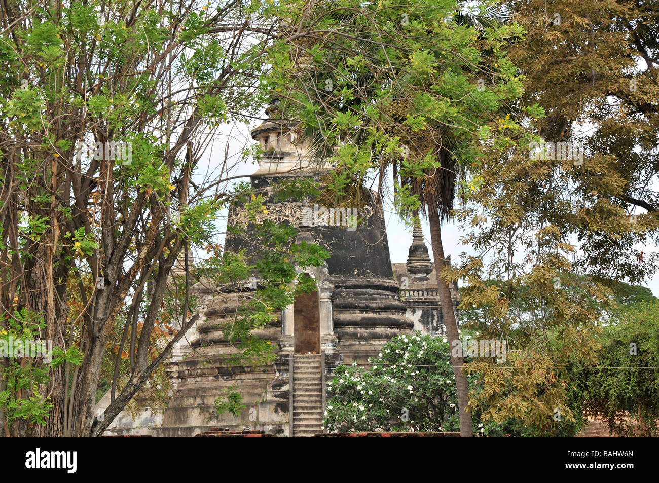 Rovine dell antico Siam città capitale di Ayutthaya vicino a Bangkok, in Thailandia Foto Stock