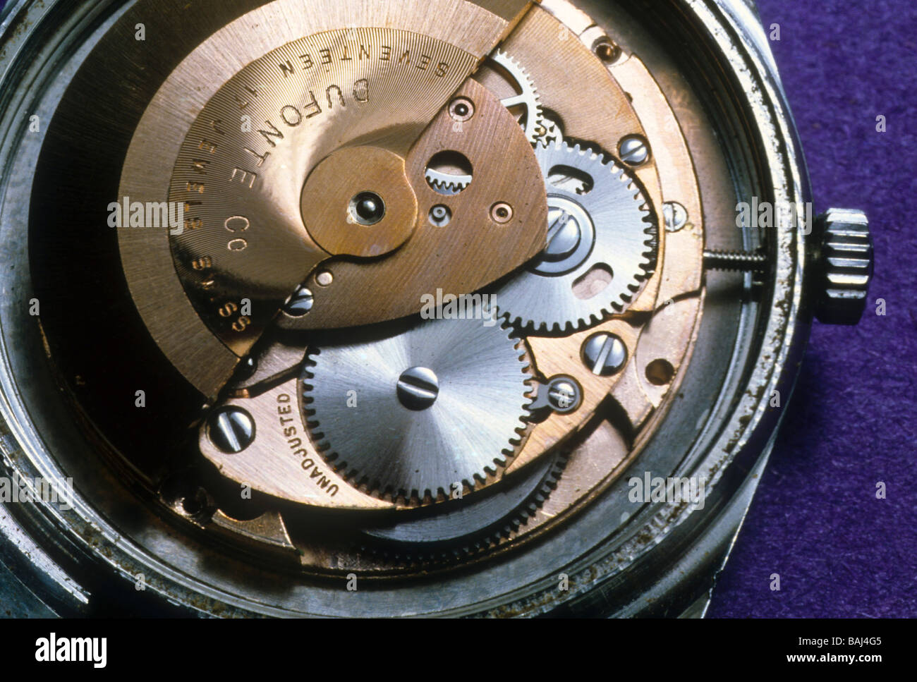 Orologio tempo orologio orologio svizzero di precisione di movimento scappamento a ingranaggi Foto Stock