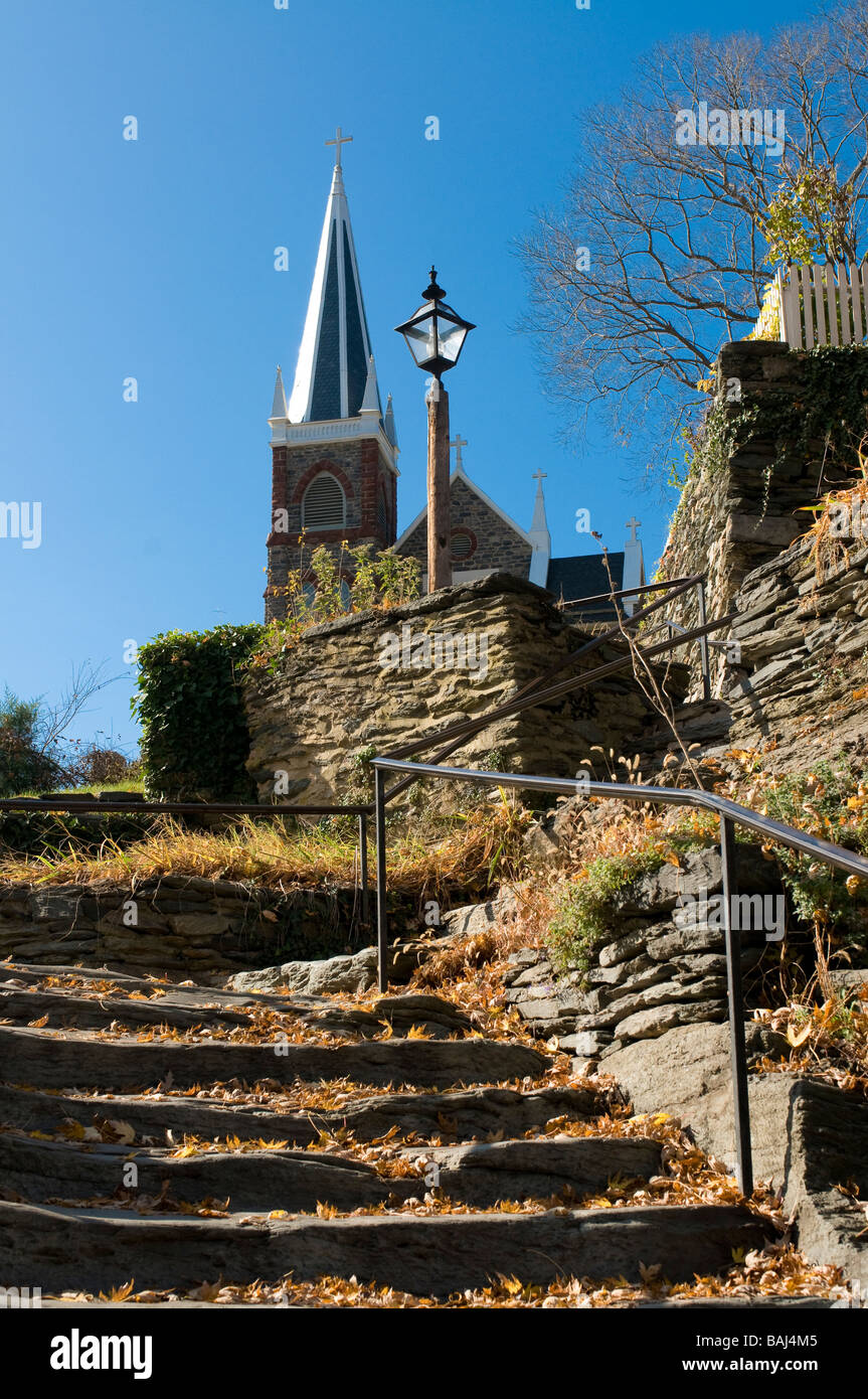 Scale che portano alla chiesa harpers Ferry Maryland Stati Uniti d'America Foto Stock