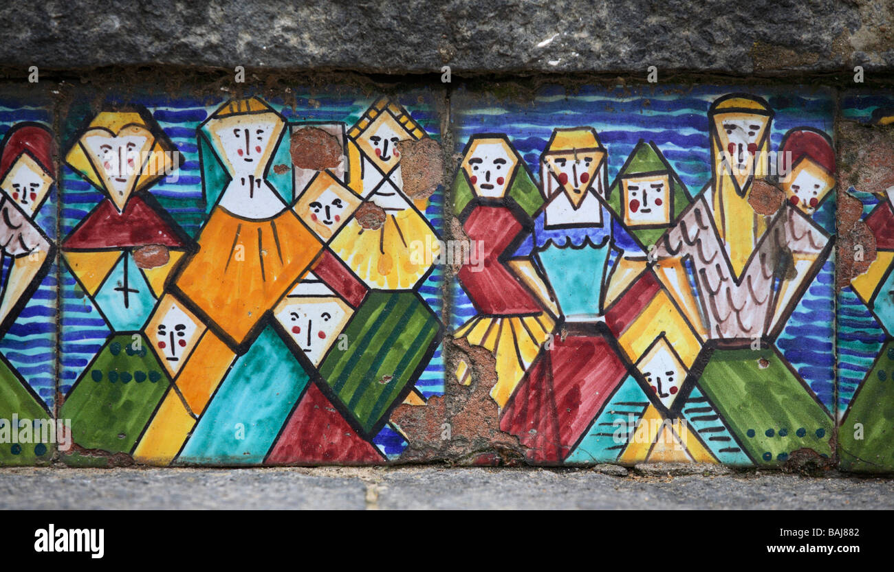 Decorate il passo di Santa Maria del Monte Scala, Caltagirone, Sicilia, Italia Foto Stock