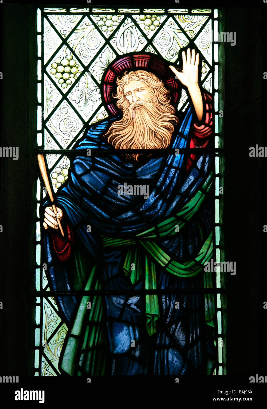 Raffigurazione del profeta Ezechiele in una vetrata di Edward BurneJones (William Morric & Co) Foto Stock