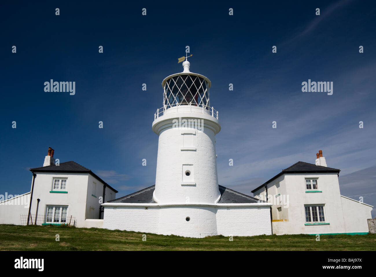 Faro sull isola di Caldey Pembrokeshire Foto Stock