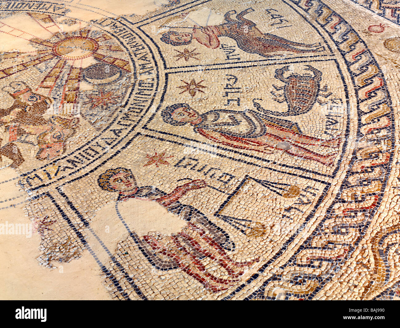 Israele, Zippori, Villa romana pavimenti mosaico Foto Stock