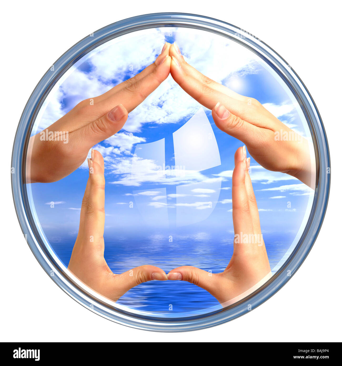 Logo rotondo con il simbolo Home Foto Stock