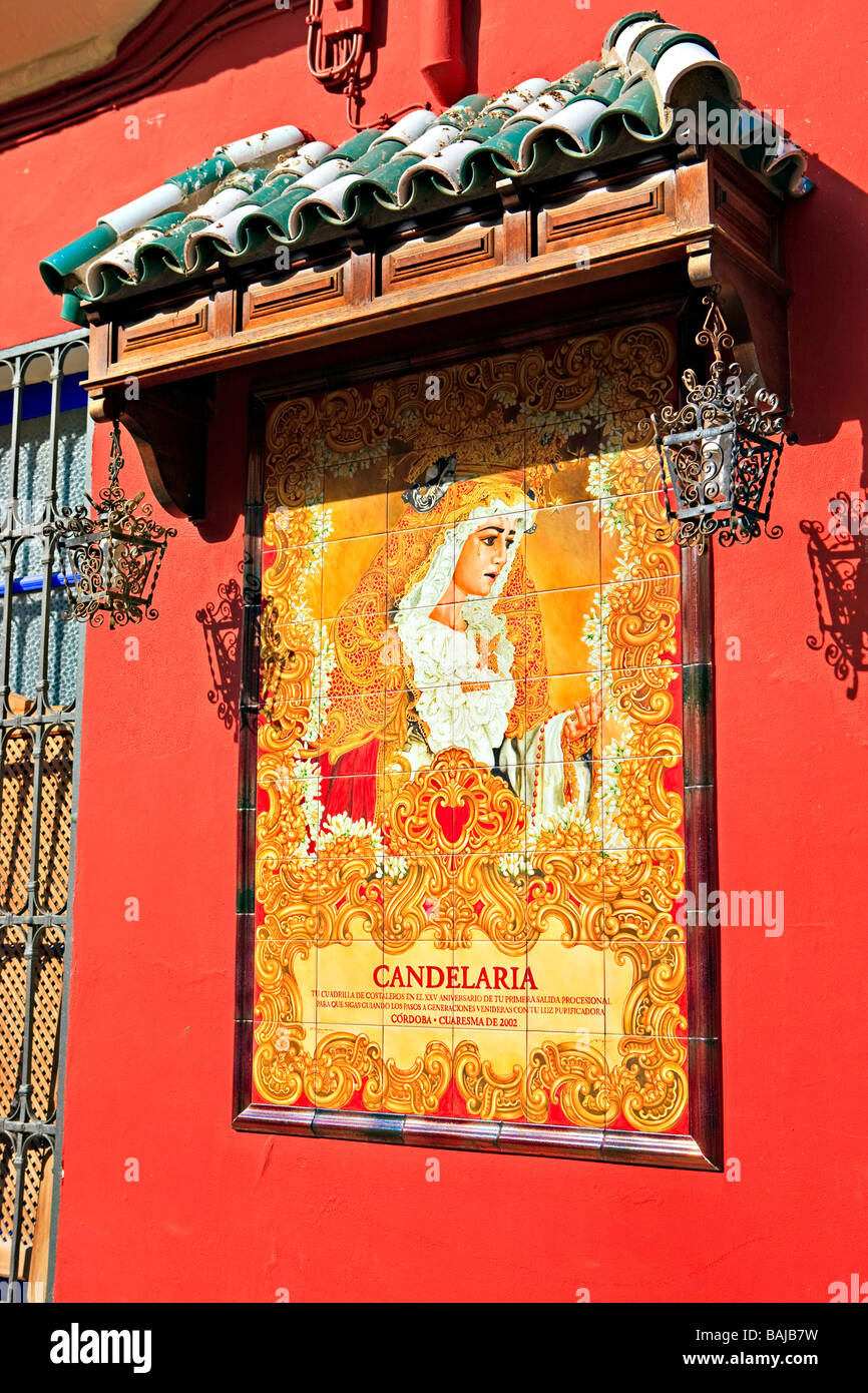 Piastrella ceramica foto accanto a Iglesia de San Francisco nella vecchia città di Cordoba,UNESCO - Sito Patrimonio dell'umanità,provincia di Cordoba. Foto Stock