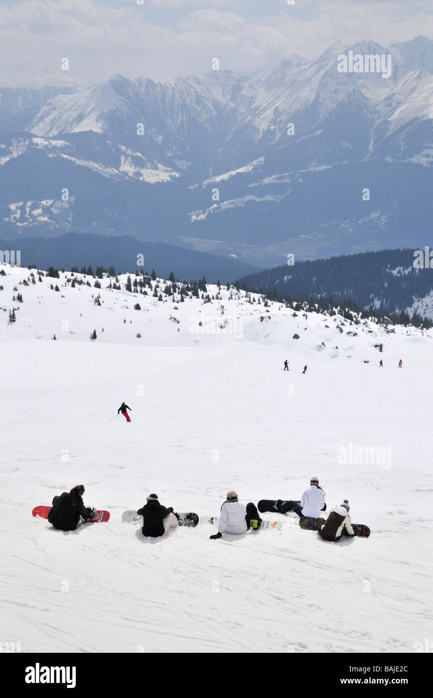 17 piste Flims Laax a Alp Nagens Foto Stock