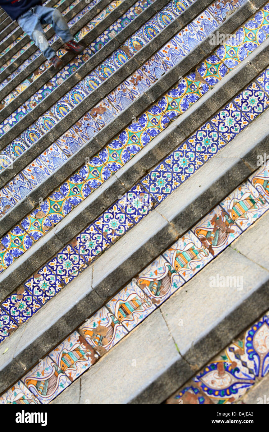 Decorate la Scala Santa Maria del Monte, Caltagirone, Sicilia, Italia Foto Stock