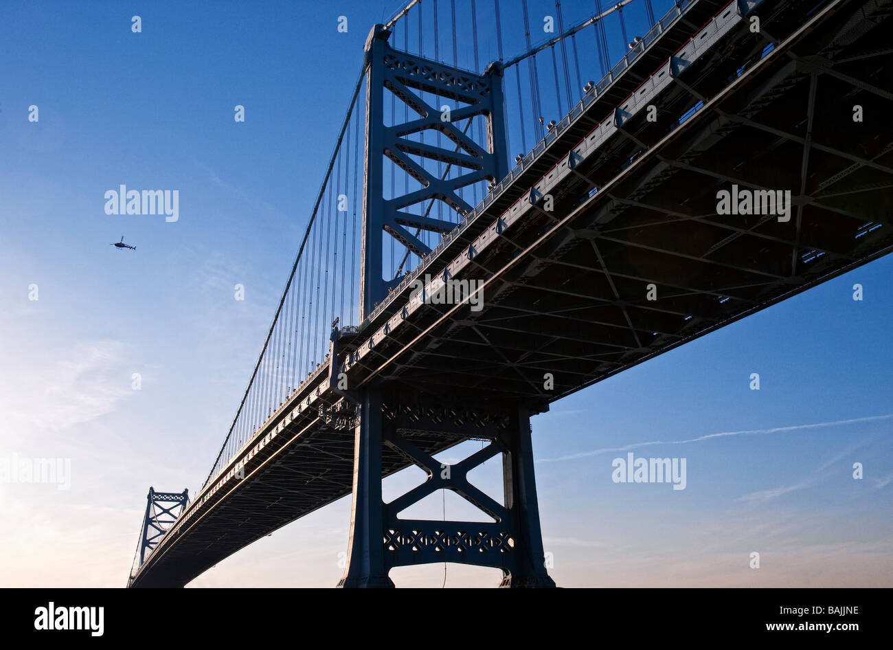 Ben Franklin ponte di collegamento di Filadelfia in Pennsylvania e a Camden, nel New Jersey Foto Stock
