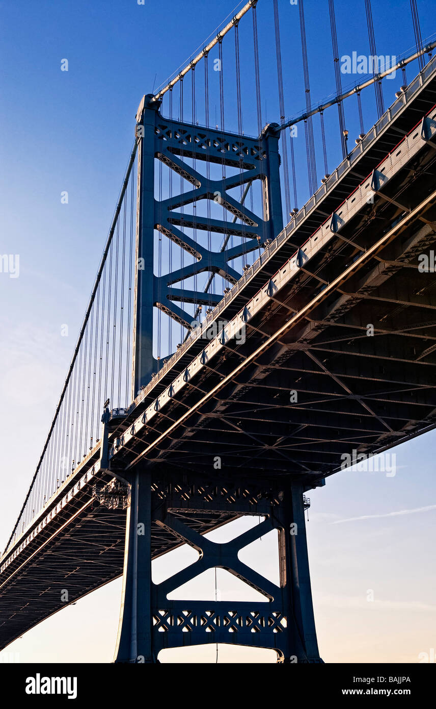 Ben Franklin ponte di collegamento di Filadelfia in Pennsylvania e a Camden, nel New Jersey Foto Stock