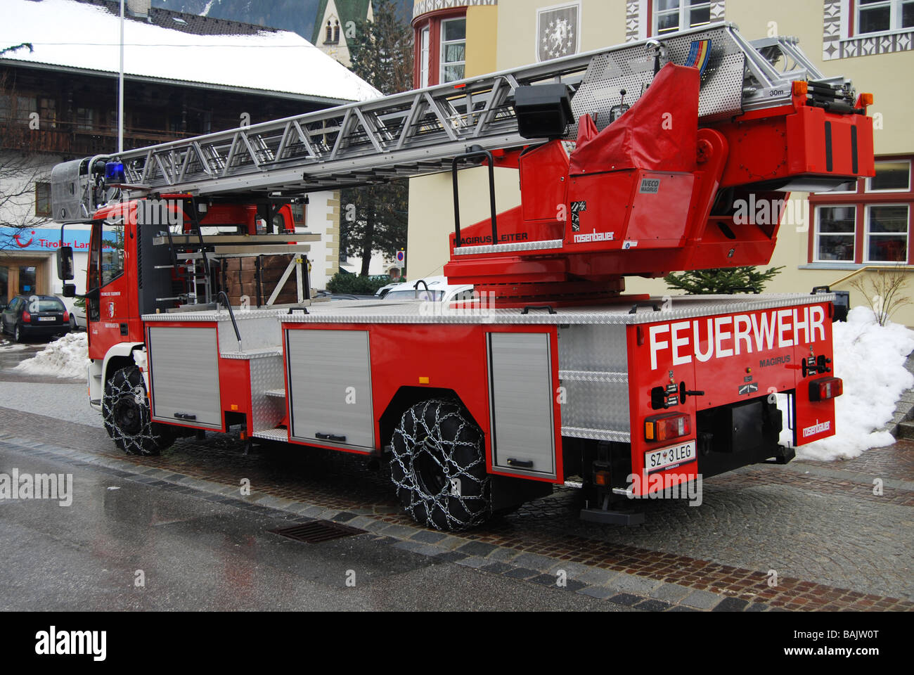 Vigili del fuoco veicolo in Mayrhofen Tirolo Austria Foto Stock