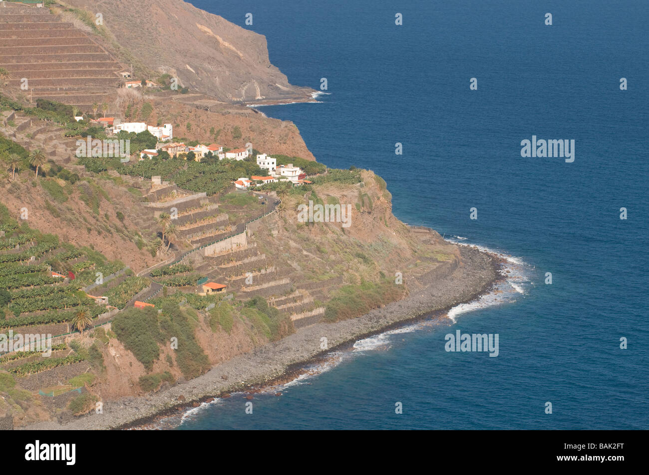 La città di Hermigua La Gomera Canarie Spagna Foto Stock