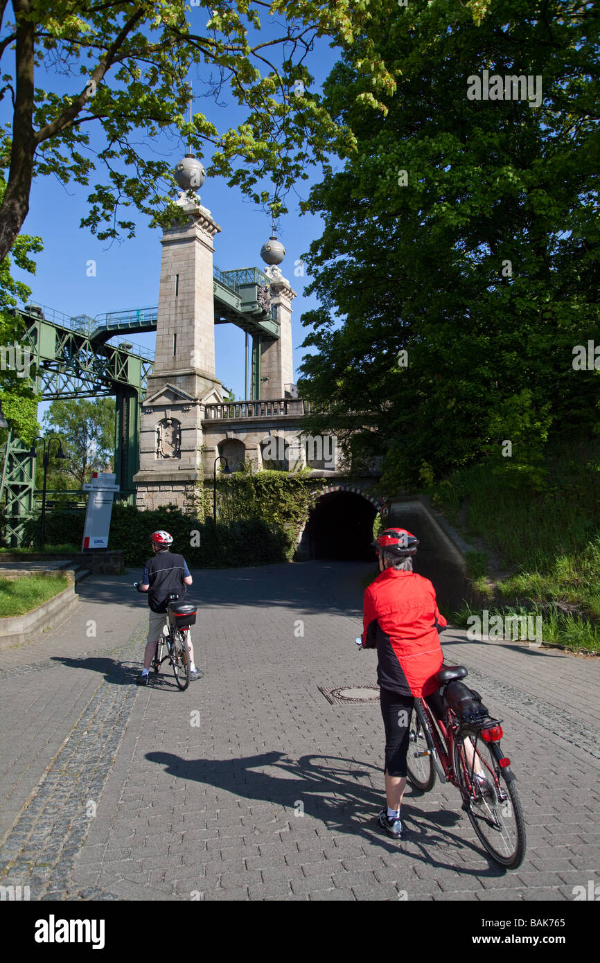 Il vecchio Henrichenburg Shiplift nella città di Waltrop, il percorso di cultura industriale , NRW, Renania del Nord - Westfalia, Germania Foto Stock