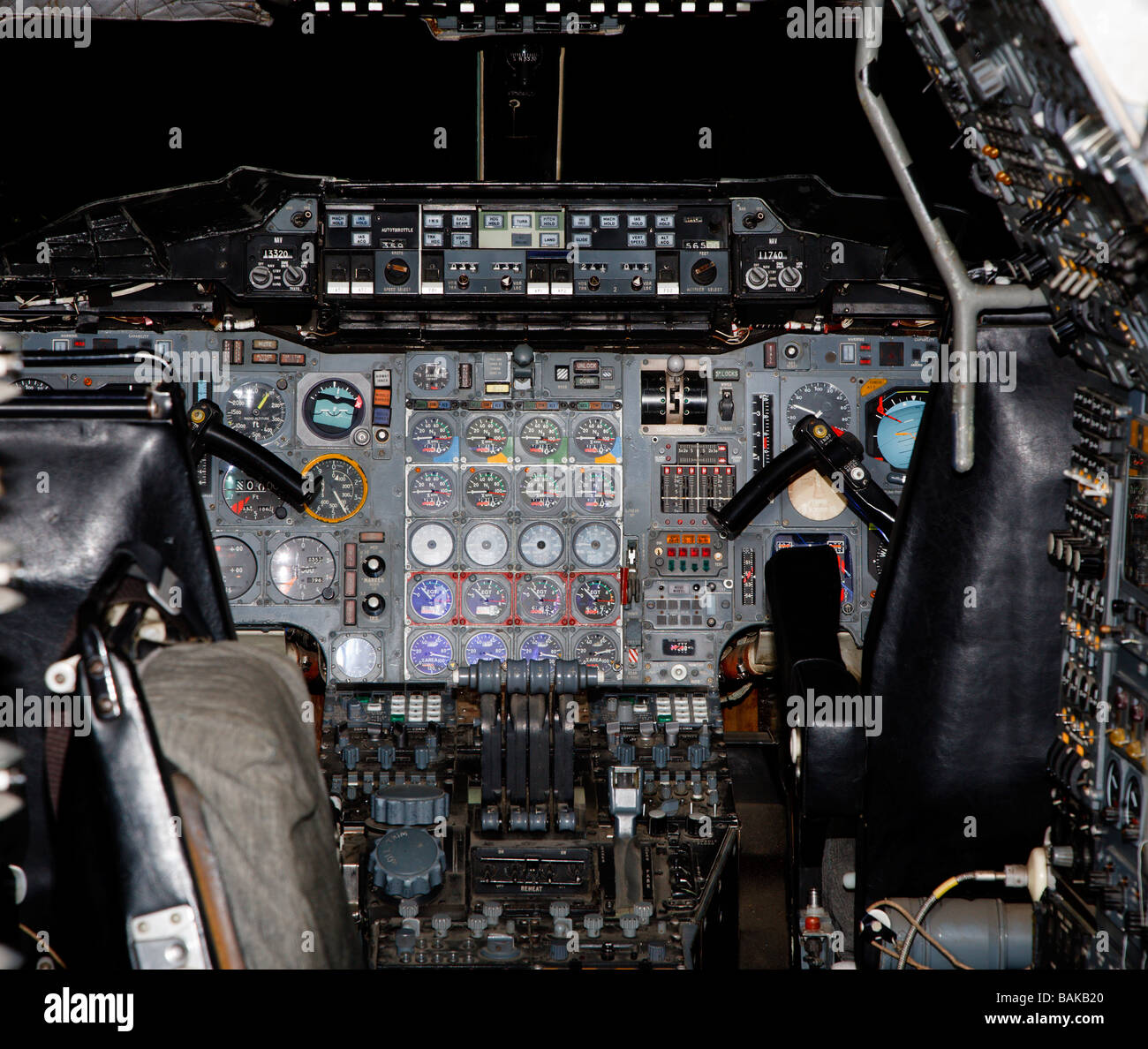 Concorde cockpit ponte di volo del pannello di controllo Foto Stock