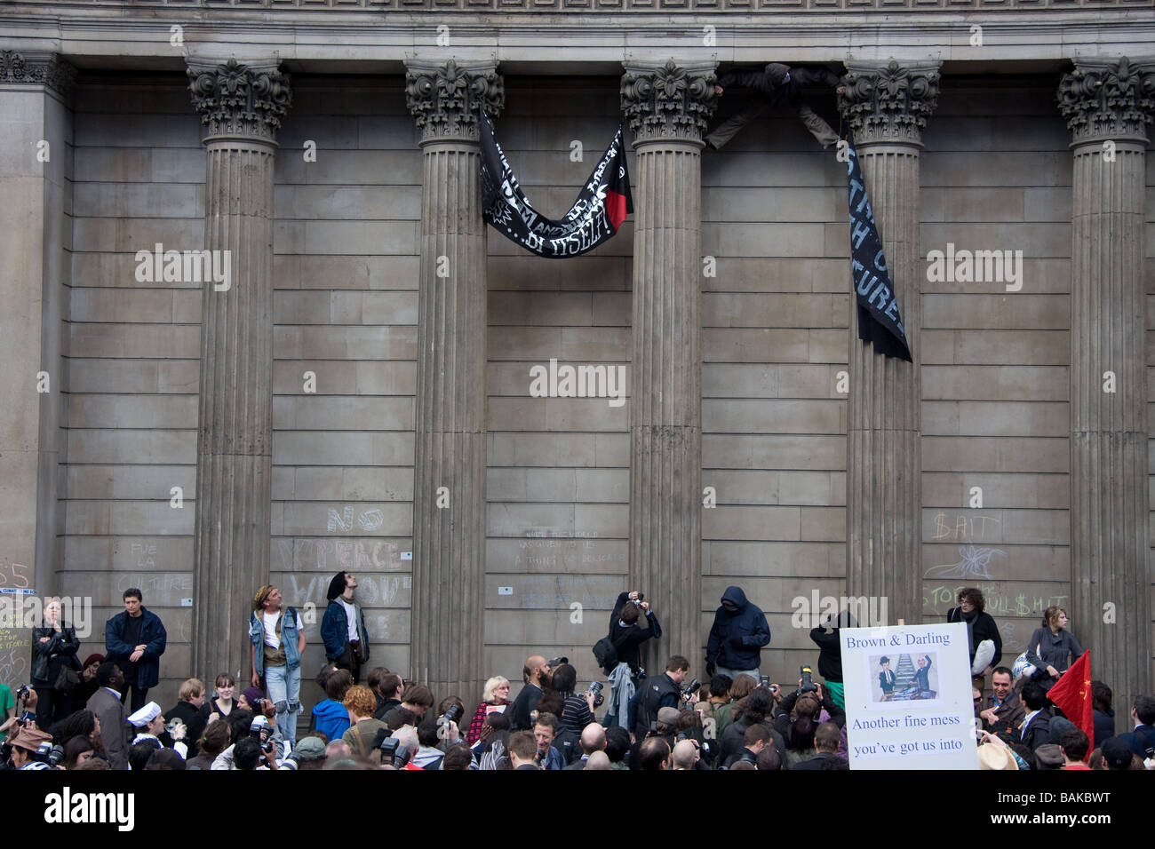 G20 dimostrazione di protesta demo banca d'Inghilterra Londra uk europa Foto Stock