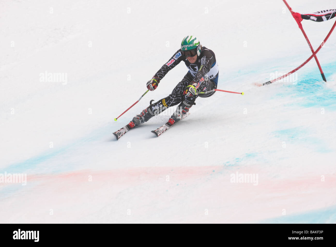 US SKI TEAM stati Bode Miller, due volte vincitore del titolo assoluto compete in Coppa del Mondo FIS slalom gigante a Whistler Foto Stock