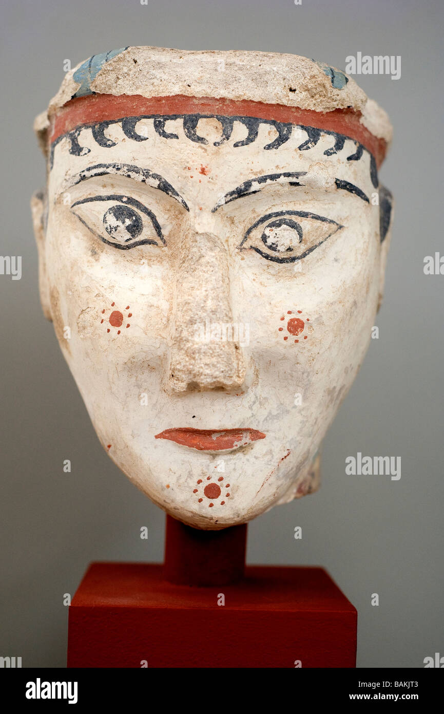 La Grecia, Atene, Museo Archeologico Nazionale, Camera dei tesori micenea, testa di donna (o della dea o Sphinx) Foto Stock