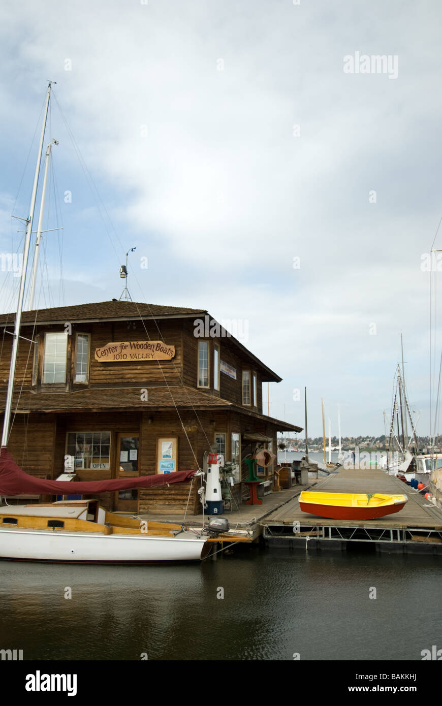 Il Centro per le barche in legno su Seattle lago dell Unione. Foto Stock
