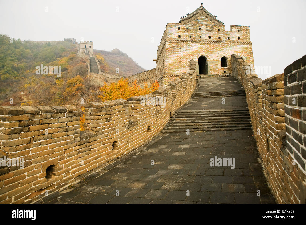 Della sezione Mutianyu della Grande Muraglia della Cina Foto Stock