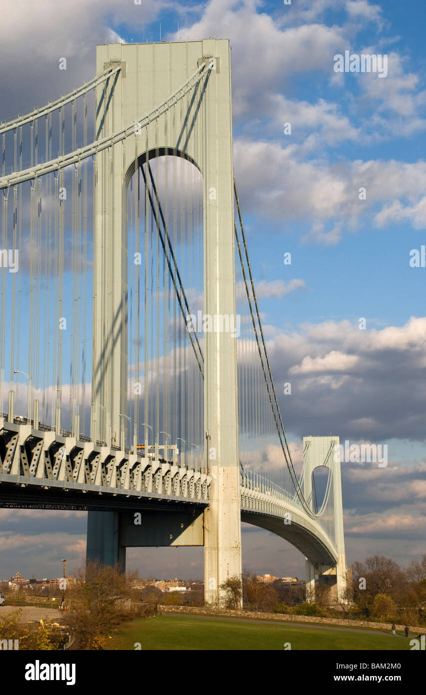 Verrazano-Narrows sospensione ponte Staten Island New York City la sospensione del cavo autostrada 278 Foto Stock