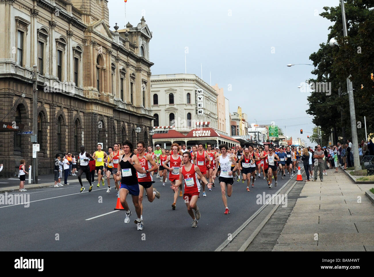 Ballarat,AustraliaThe inizio di un fun run.GoldDiscovered nel 1851.Sito di Eureka Rebellion,22 minatori sono morti,un defin.Australian Histo Foto Stock