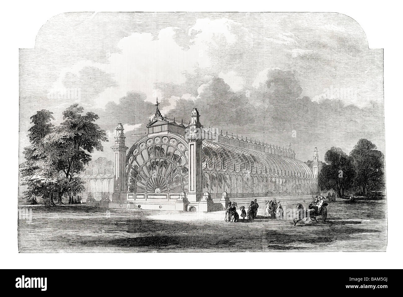 Design per un sanatorio di cristallo da Joseph paxton Crystal Palace in ghisa edificio di vetro Hyde Park Londra Inghilterra Foto Stock