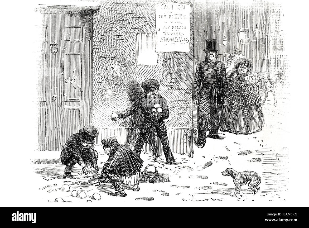 I ragazzi nella neve disegnato da John leech Foto Stock
