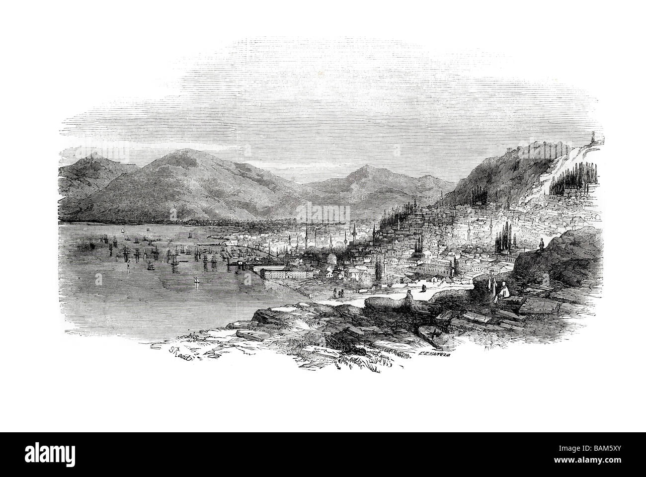 Smyrna dal cimitero degli ebrei antica città İzmir Turchia costa Egea Anatolia rimane Eolie arcaico insediamento Ionians strette Foto Stock