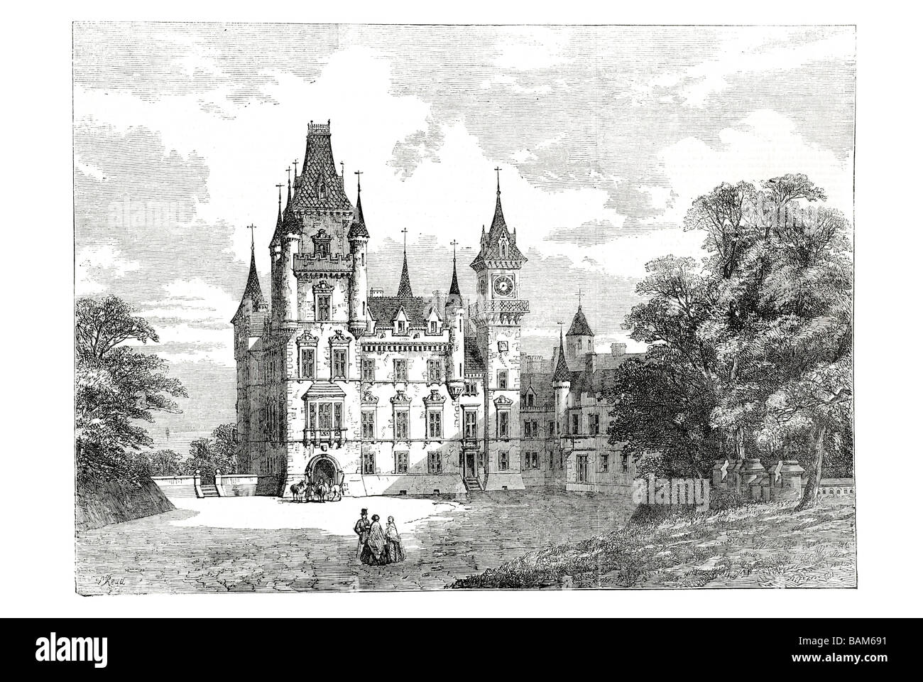 Dunrobin Castle maestosa casa Sutherland Highland Scotland Regno Unito Clan fiabesca 1855 Foto Stock