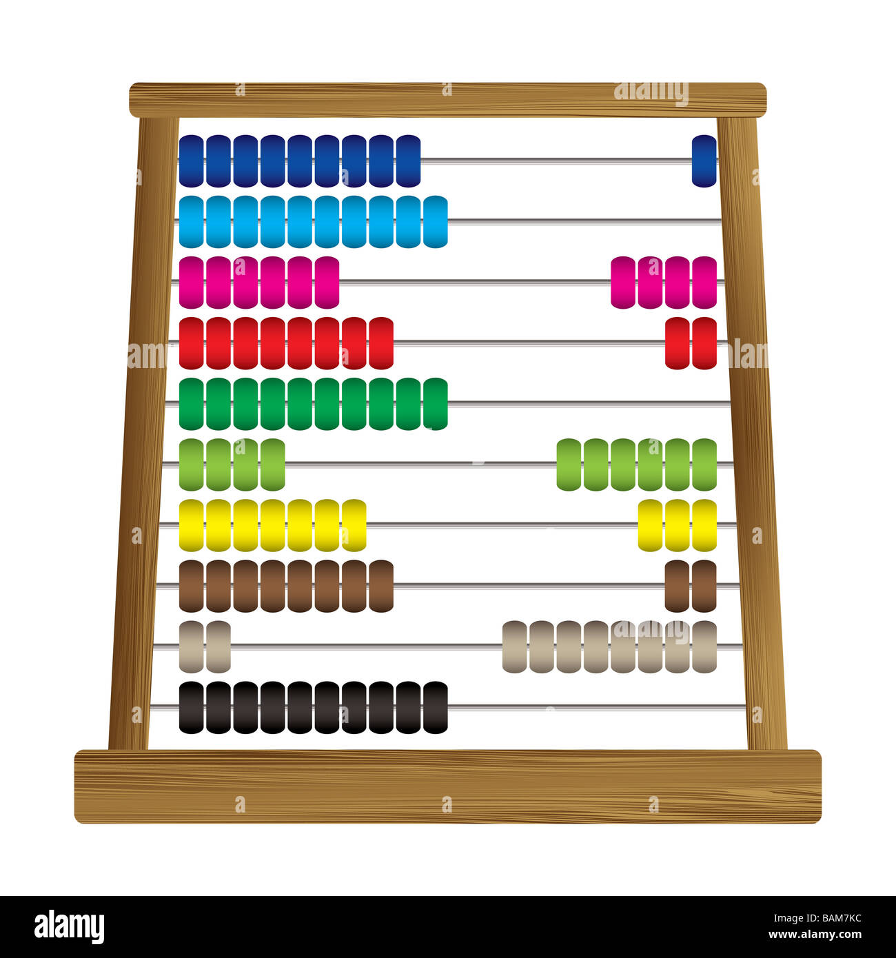 Vivacemente colorato abacus con telaio di legno e barre di metallo Foto Stock