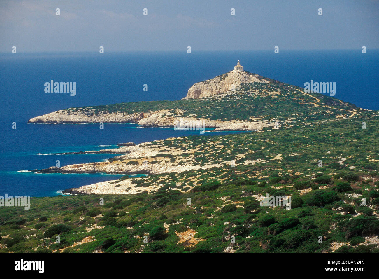 Faro di Palagruza isola della Dalmazia Croazia Foto Stock