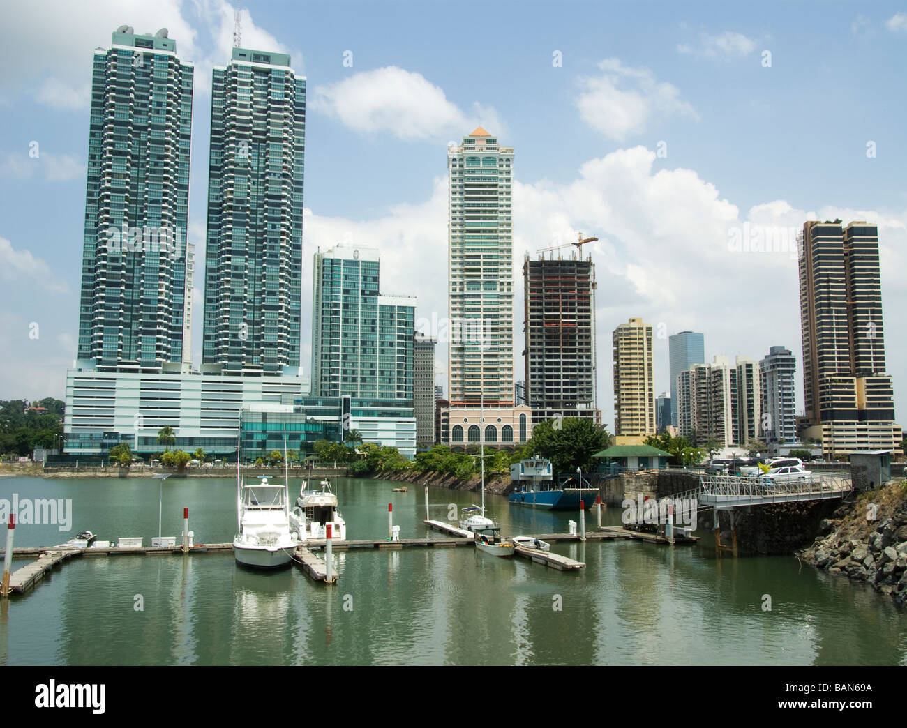 Panama.Panama city.Marina nella Avenue Balboa. Foto Stock