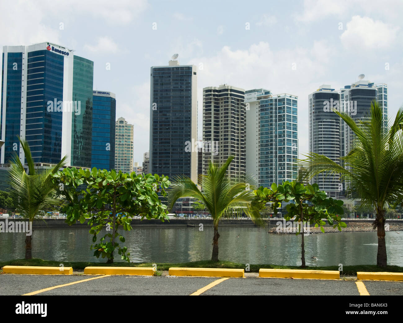 Panama.Panama city.della baia di Panama e Balboa Avenue. Foto Stock