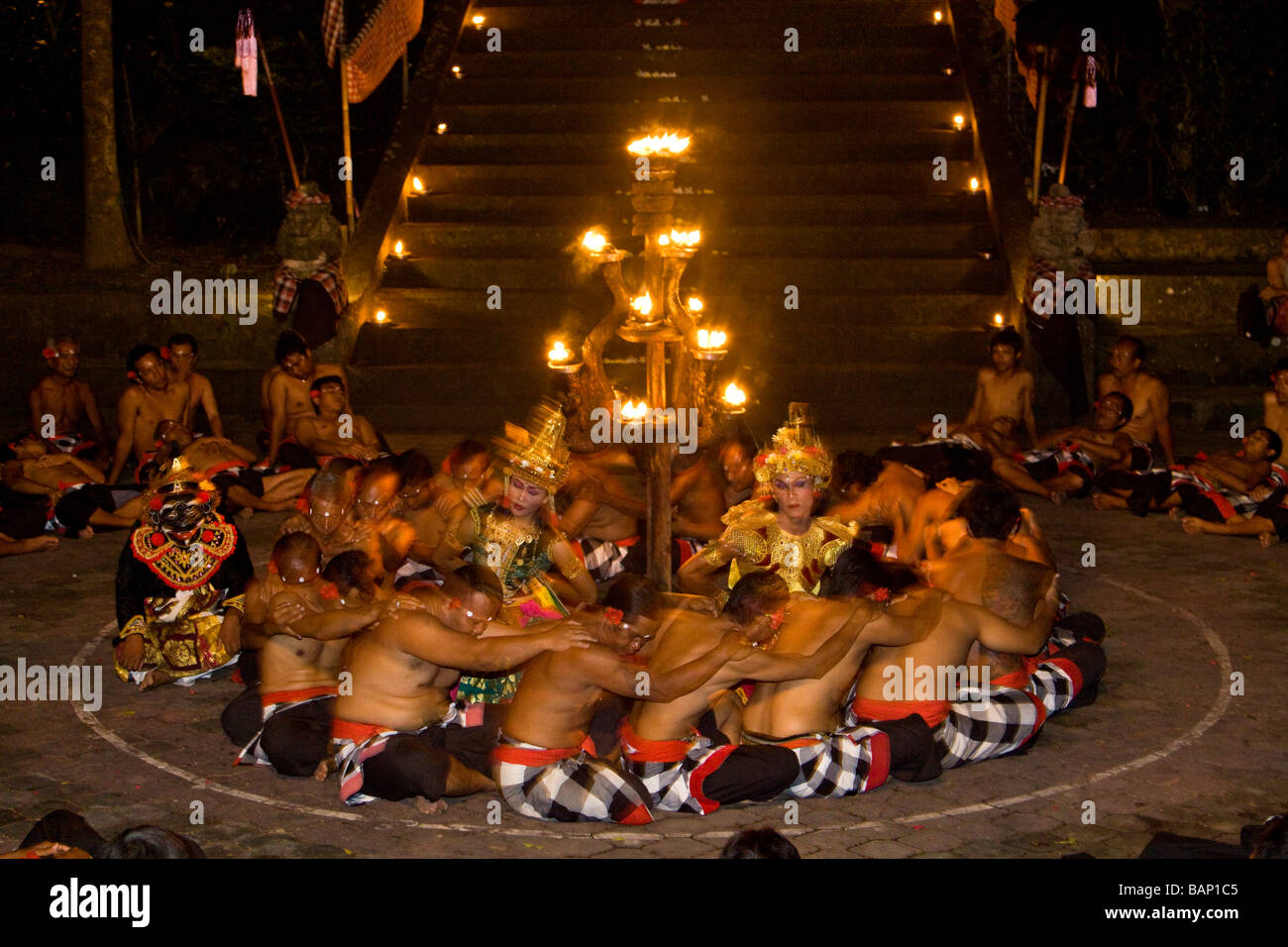 Kecak dance in Ubud Bali Indonesia Foto Stock