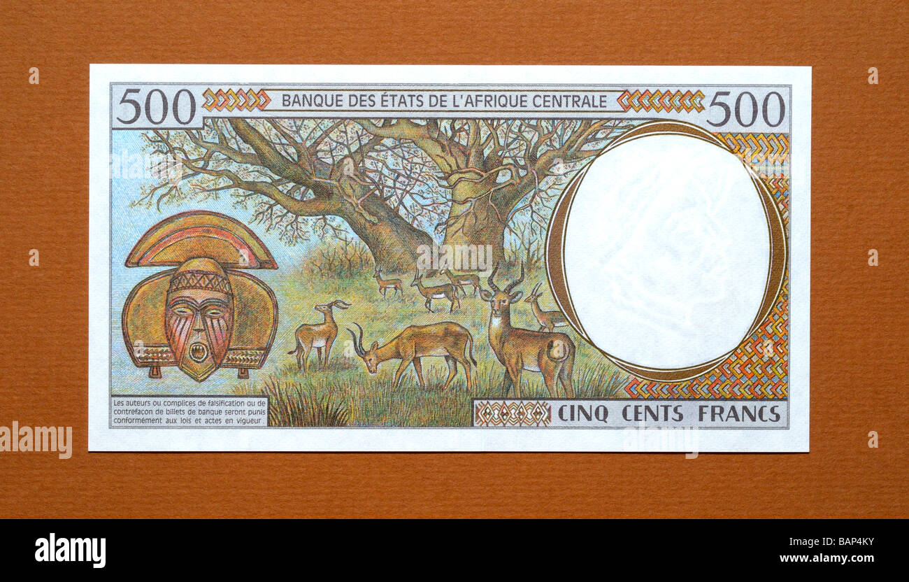Stati dell'Africa centrale 500 Cinquecento Franc banconota. Foto Stock