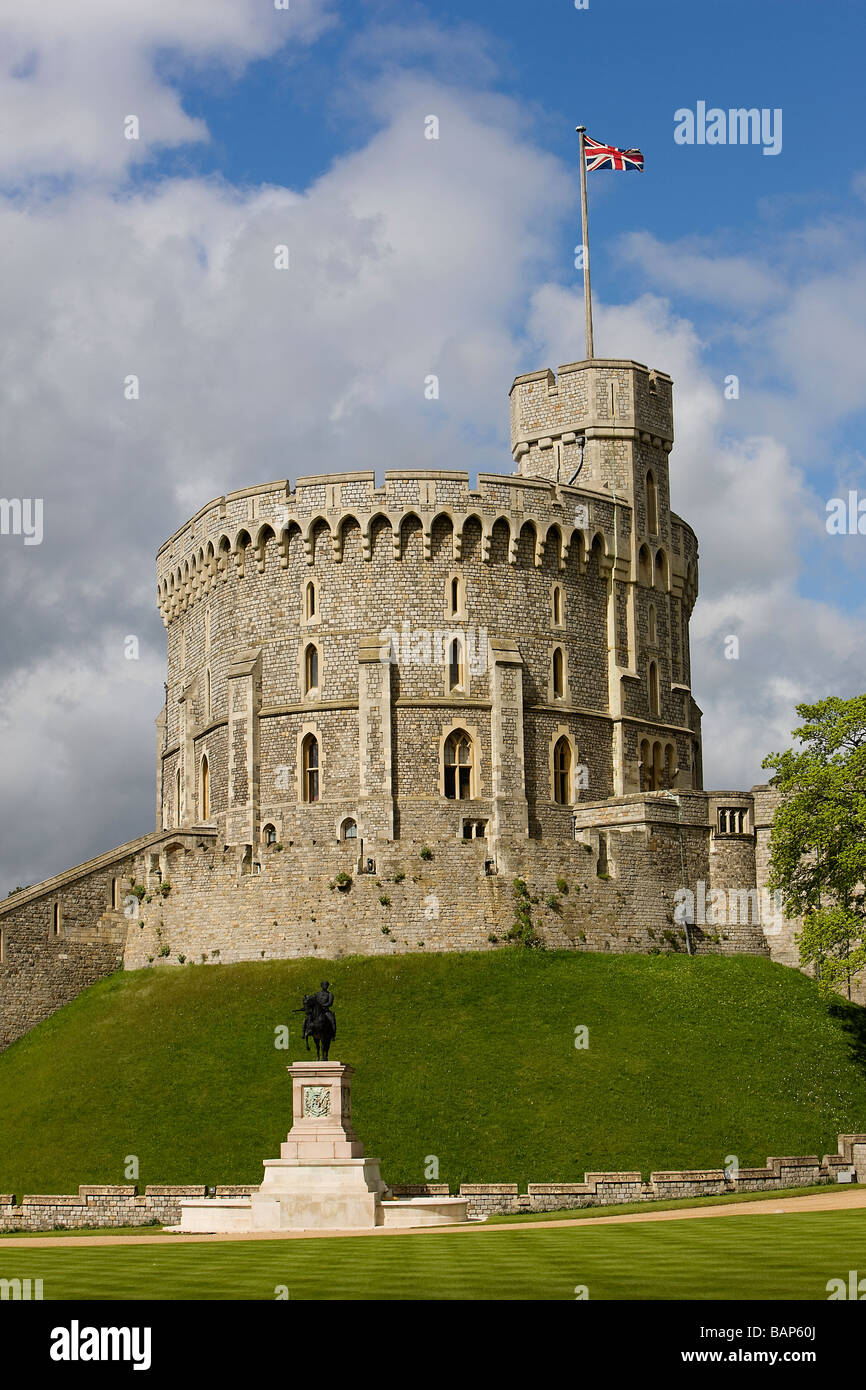 La torre rotonda al Castello di Windsor visti da appartamenti privati Foto Stock