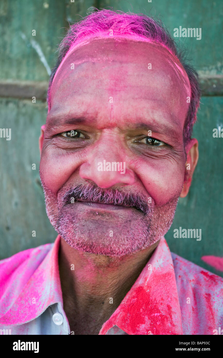 Kishangarh uomo dopo Holi festival Rajasthan, India Foto Stock