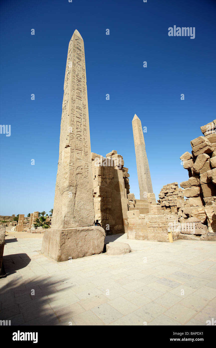 Obelisco di Karnak tempio del dio Amon, Luxor, Egitto Foto Stock