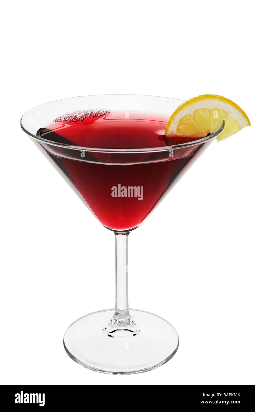 Rosso cocktail bevande servite in un bicchiere da cocktail Foto Stock