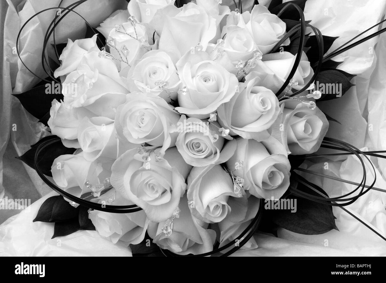 Una fotografia di close-up di un bouquet nuziale Foto Stock