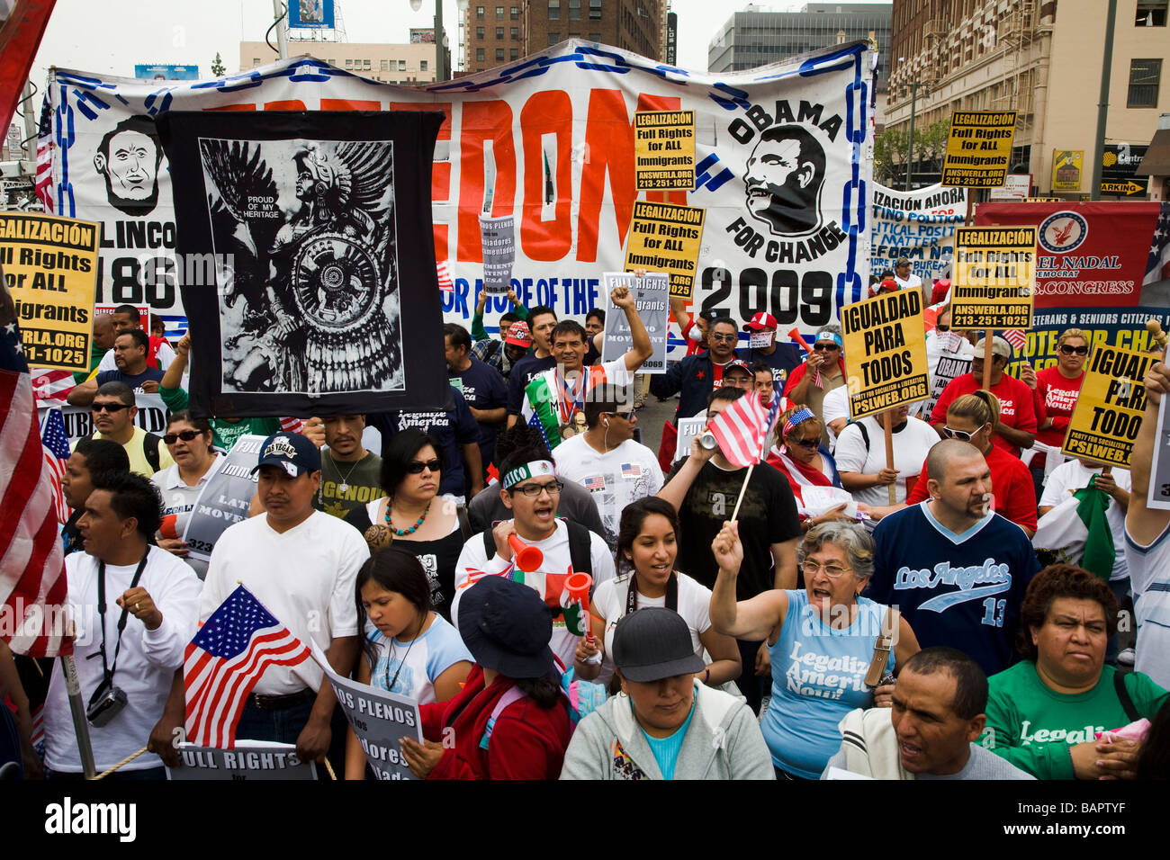 Può protestare il giorno 1 maggio 2009 presso Olympic Blvd e Broadway Los Angeles California Stati Uniti d'America Foto Stock